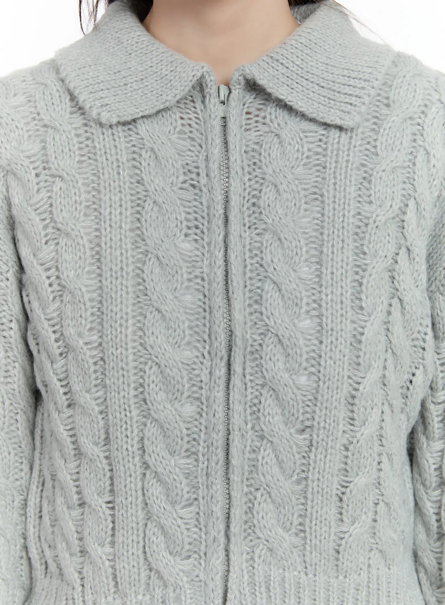 Cable Knit Zip-Up Jacket CM510