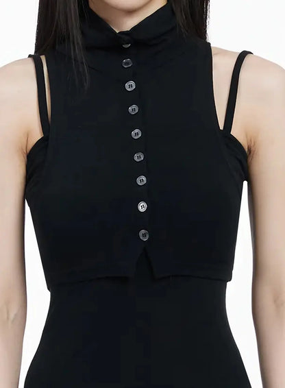 Button-Up Tank and Cardigan Duo IY511