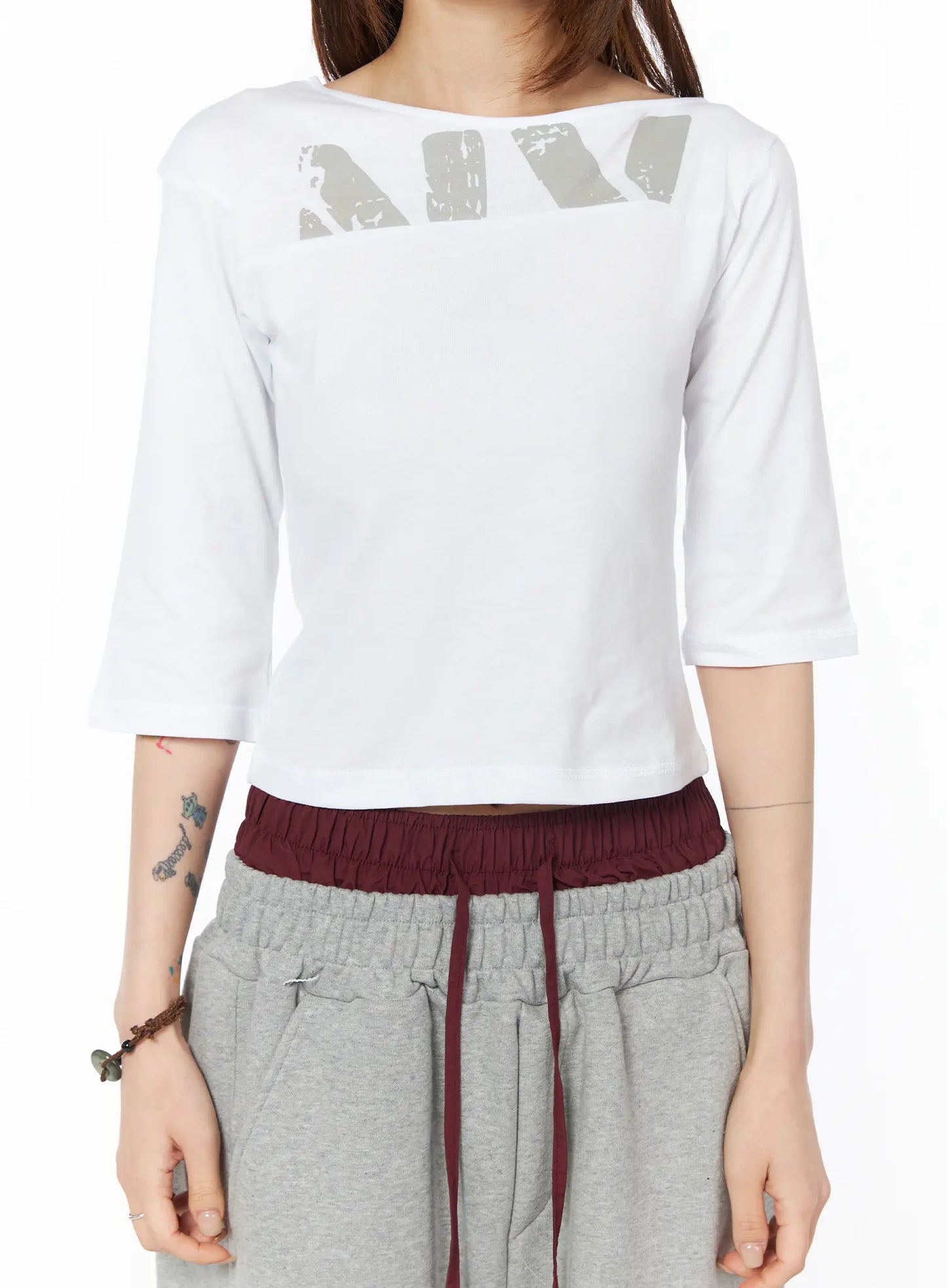 Boat Neck Graphic Tee CY528