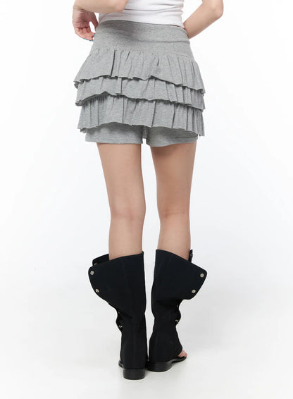 Basic Tiered Ruffle Mini Skort CY529
