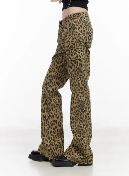 Animal Print Bootcut Pants CM526