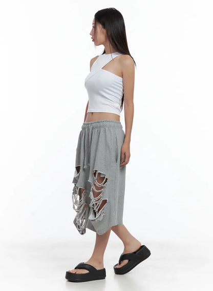 Asymmetric Ribbed Cropped Tank CL508