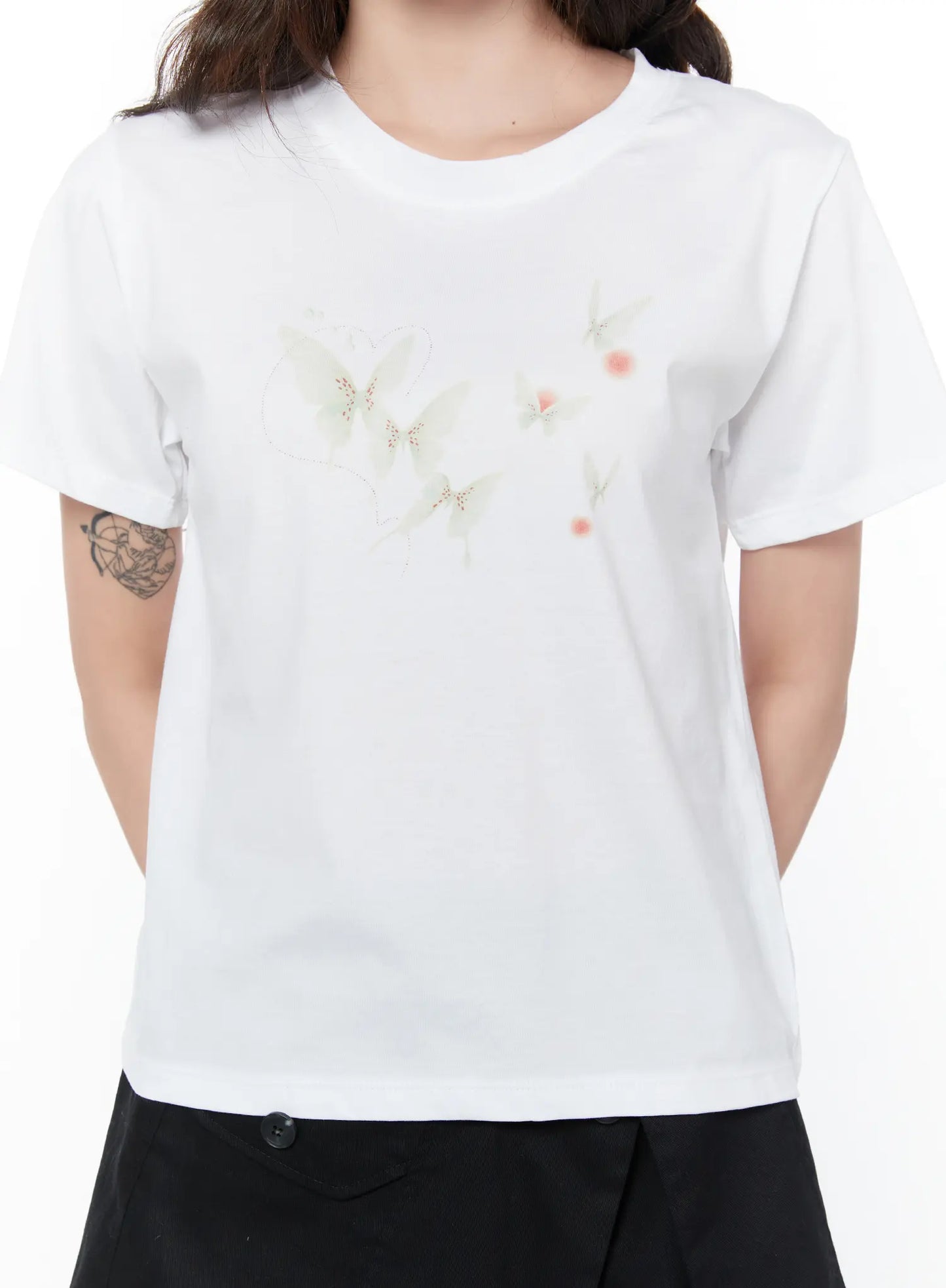 Butterfly Graphic Cropped T-Shirt CY514