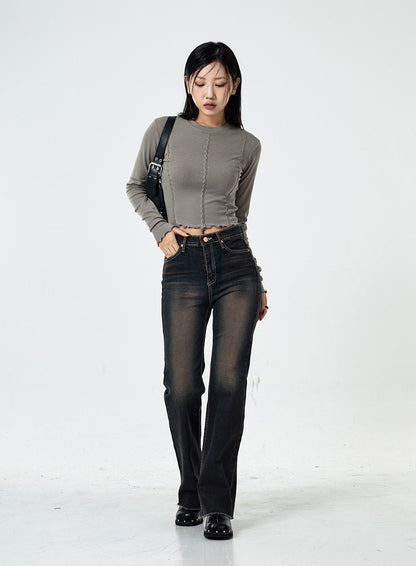 Basic Washed Bootcut Jeans CS07