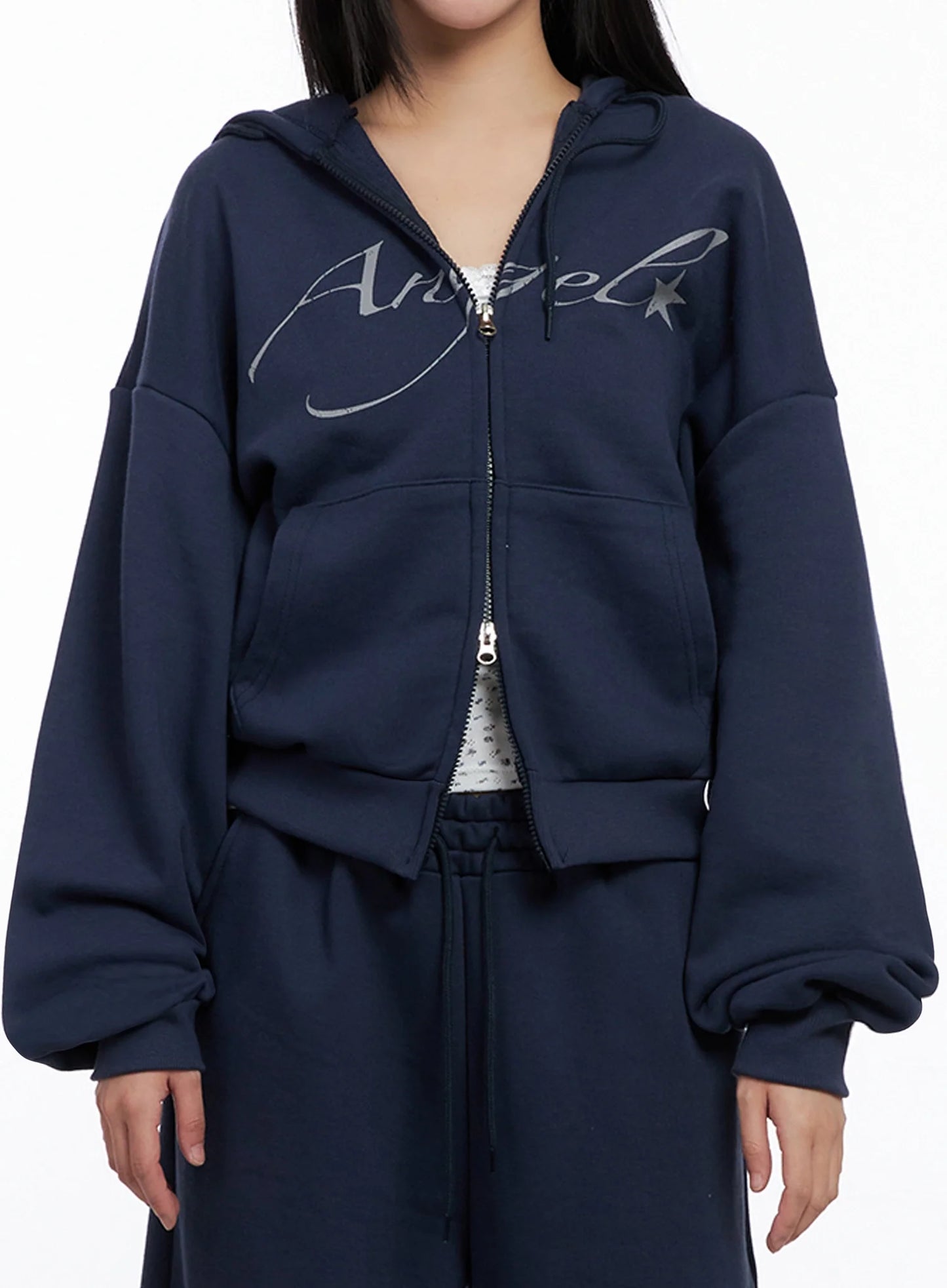 Angel Graphic Zip-Up Hoodie IS525