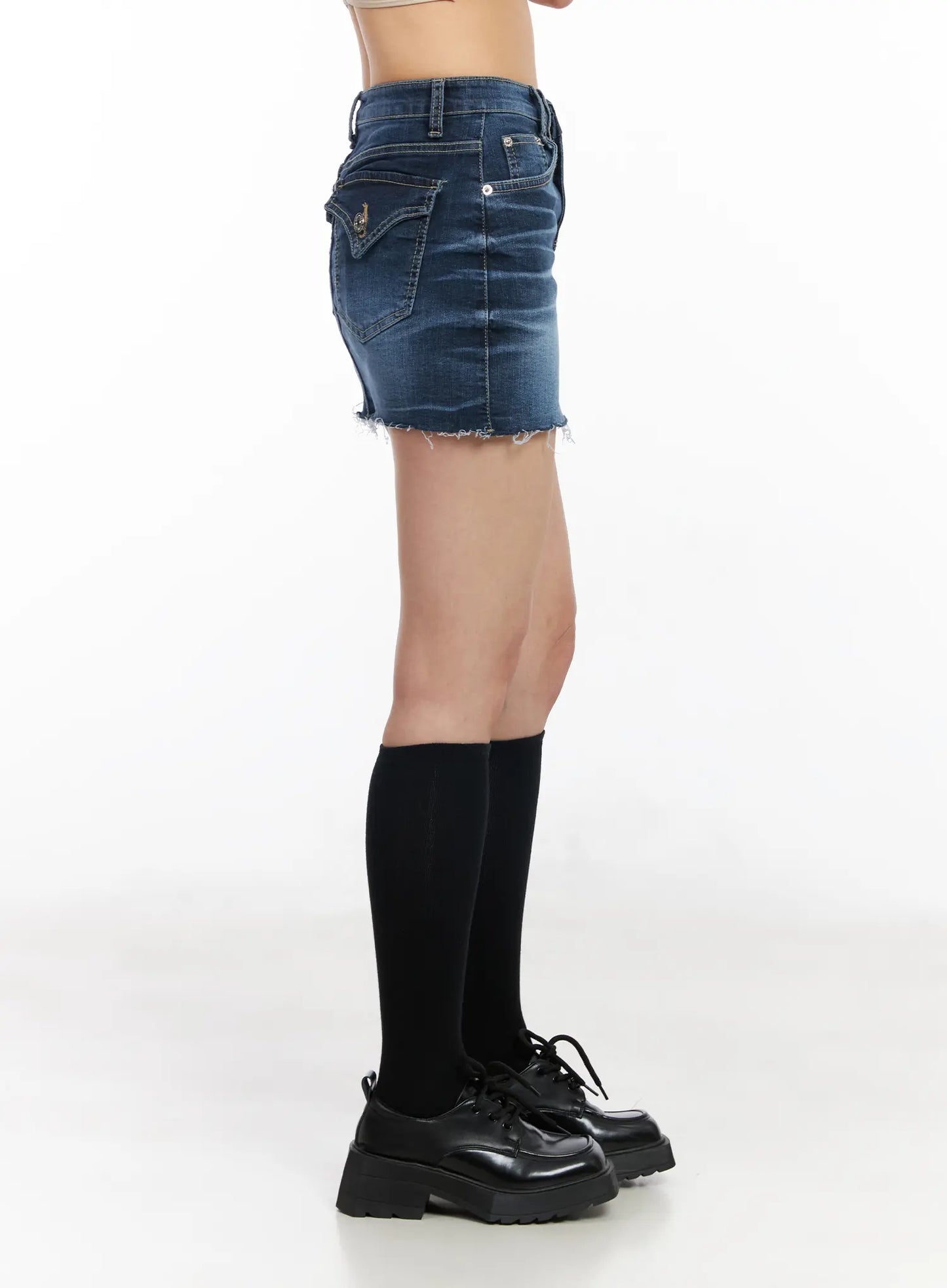 Classic Frayed Hem Denim Mini Skirt CM516