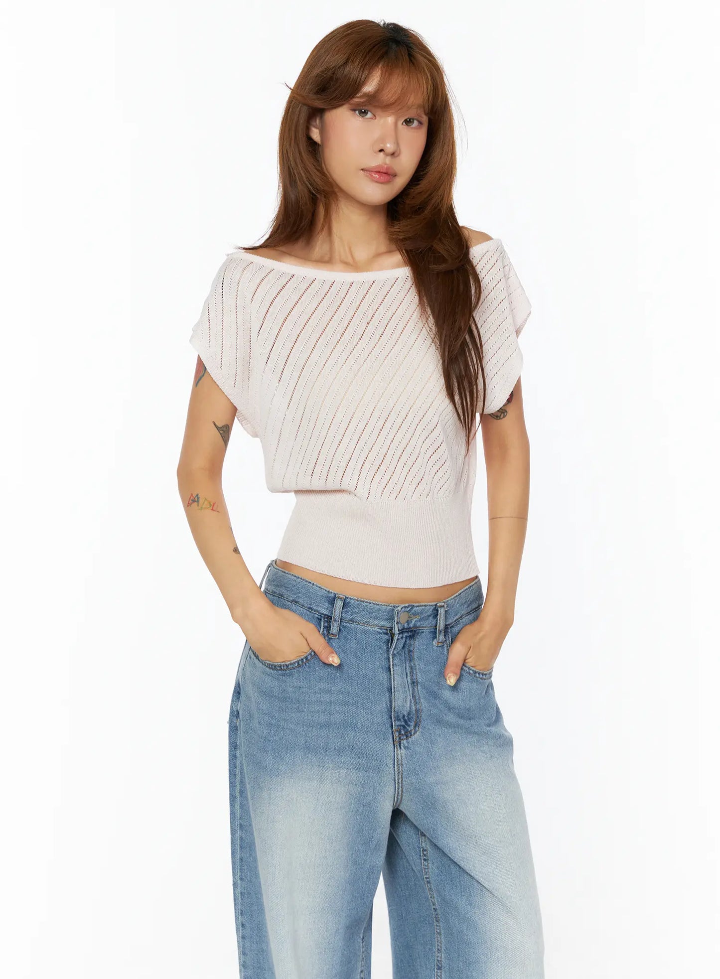Chic Off-Shoulder Knit Top CU517