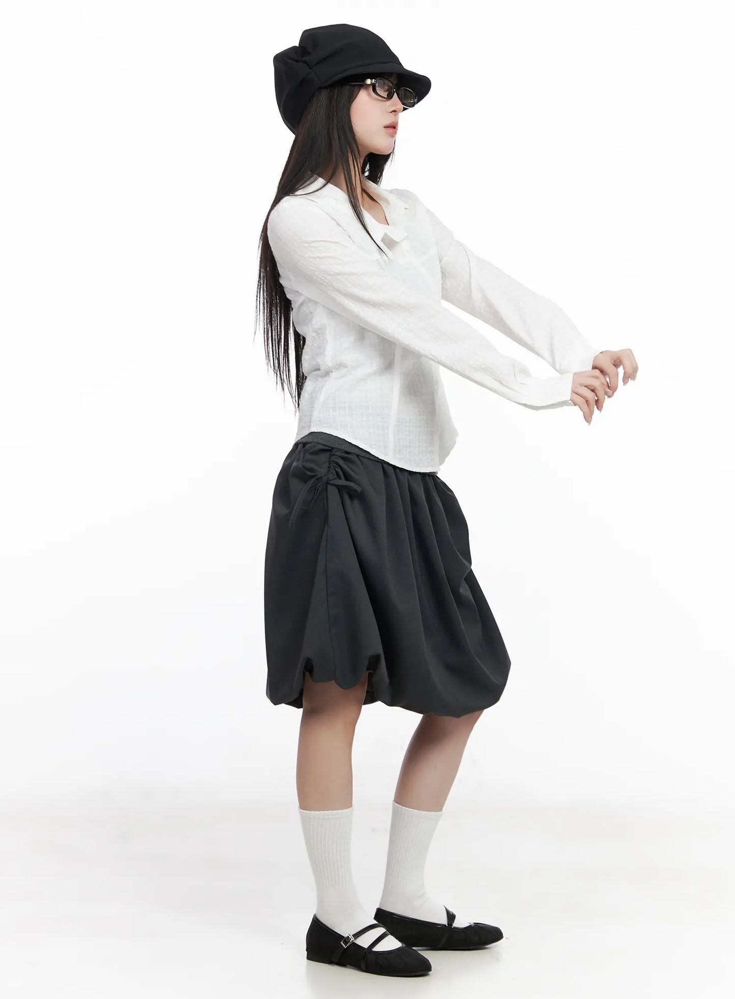 Asymmetric Plaid Long Sleeve Shirt CF523