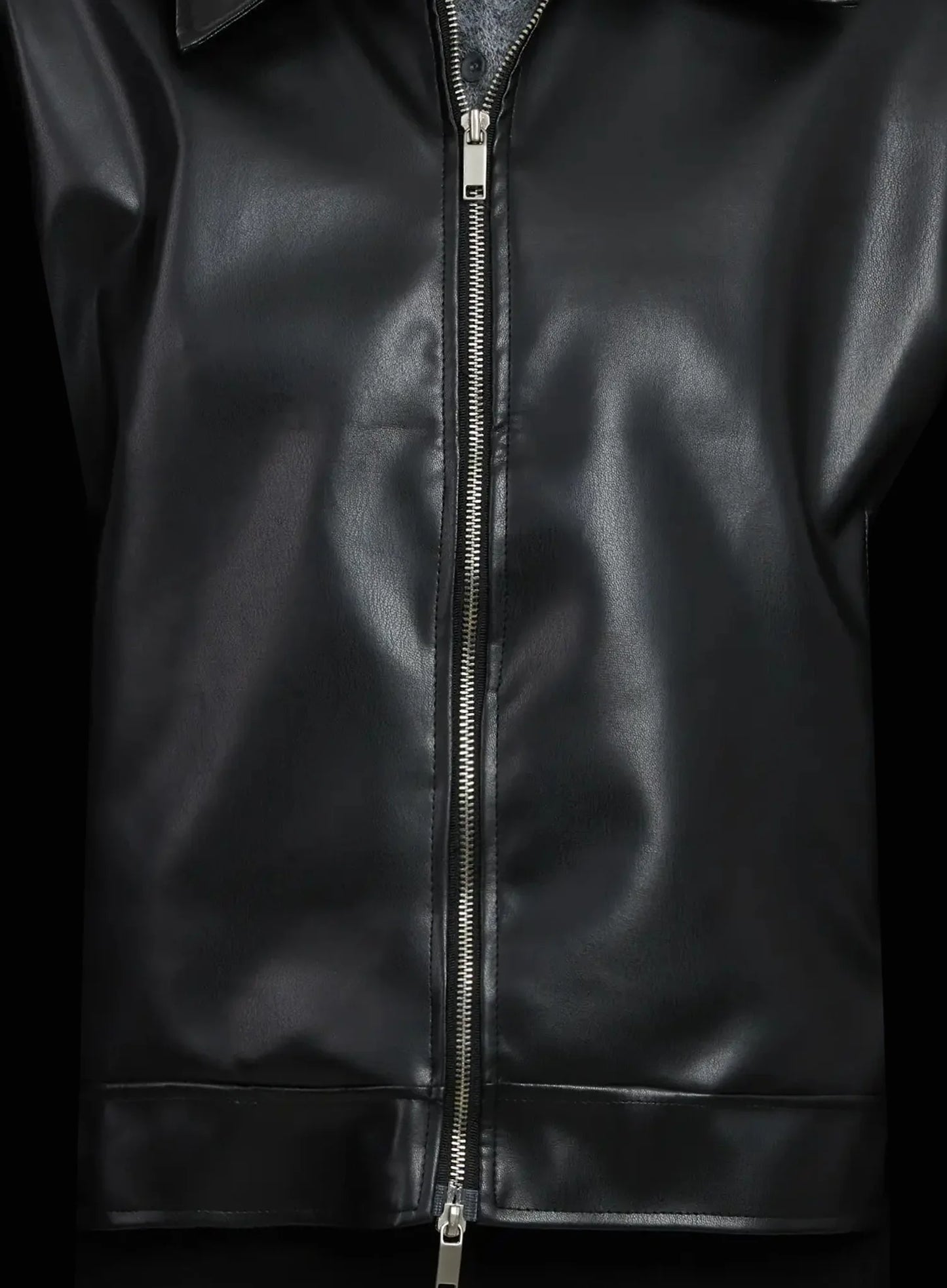 Basic Cropped Faux Leather Jacket IN507