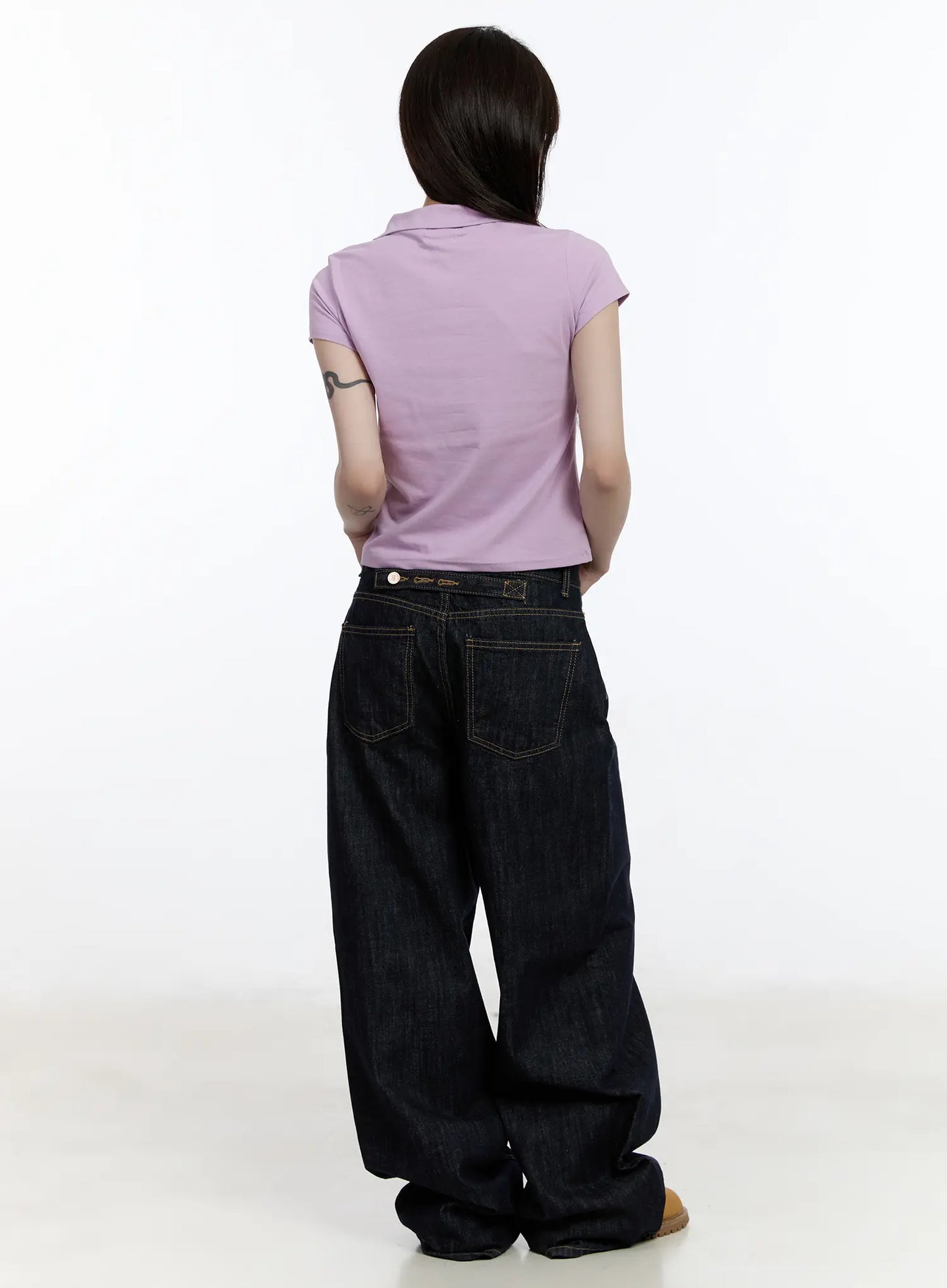 Asymmetrical Collar Short Sleeve Top CA501
