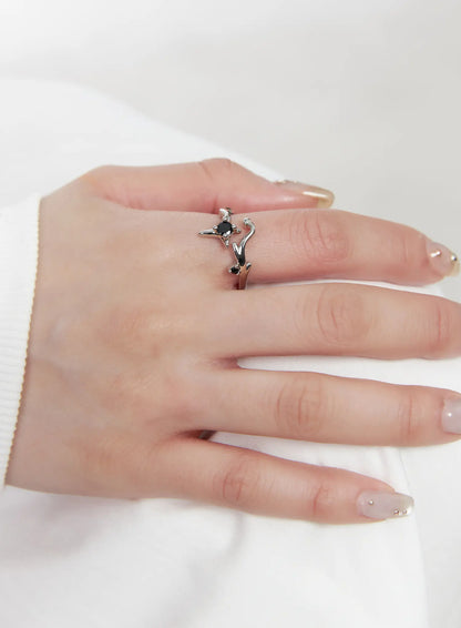 Bold Black Cubic Ring CF525