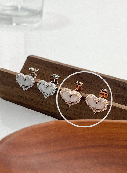 Bloom Faux Pearl Heart Earrings IA517