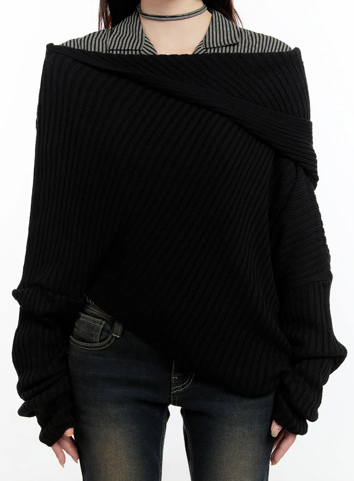 Casual Asymmetrical Knit Hoodie CN524