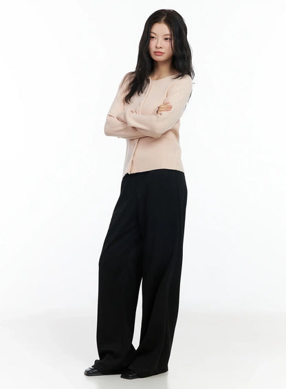 Basic Slim Round Neck Cardigan IM524