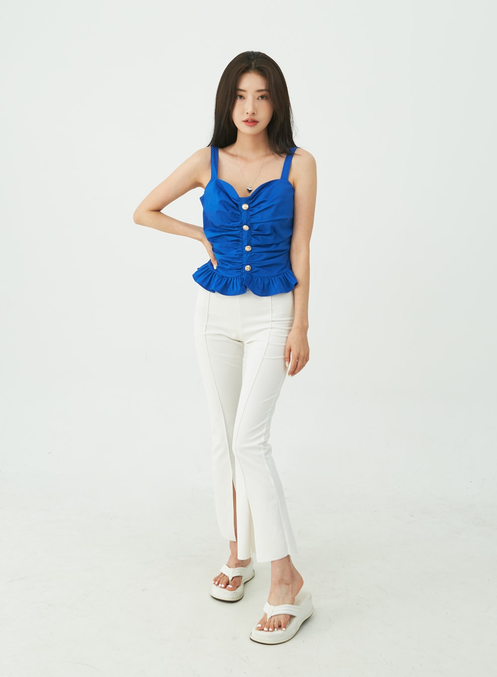 Boot-Cut Slit Banded Pants IU5