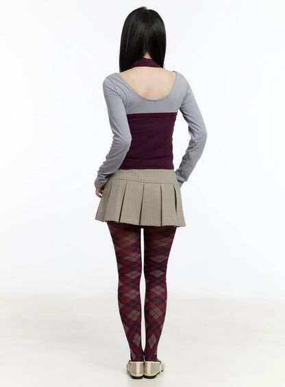 Chic Striped Pleated Mini Skirt CM511