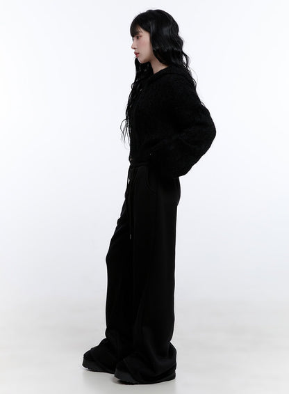 Cable Knit Cropped Hooded Cardigan CD419