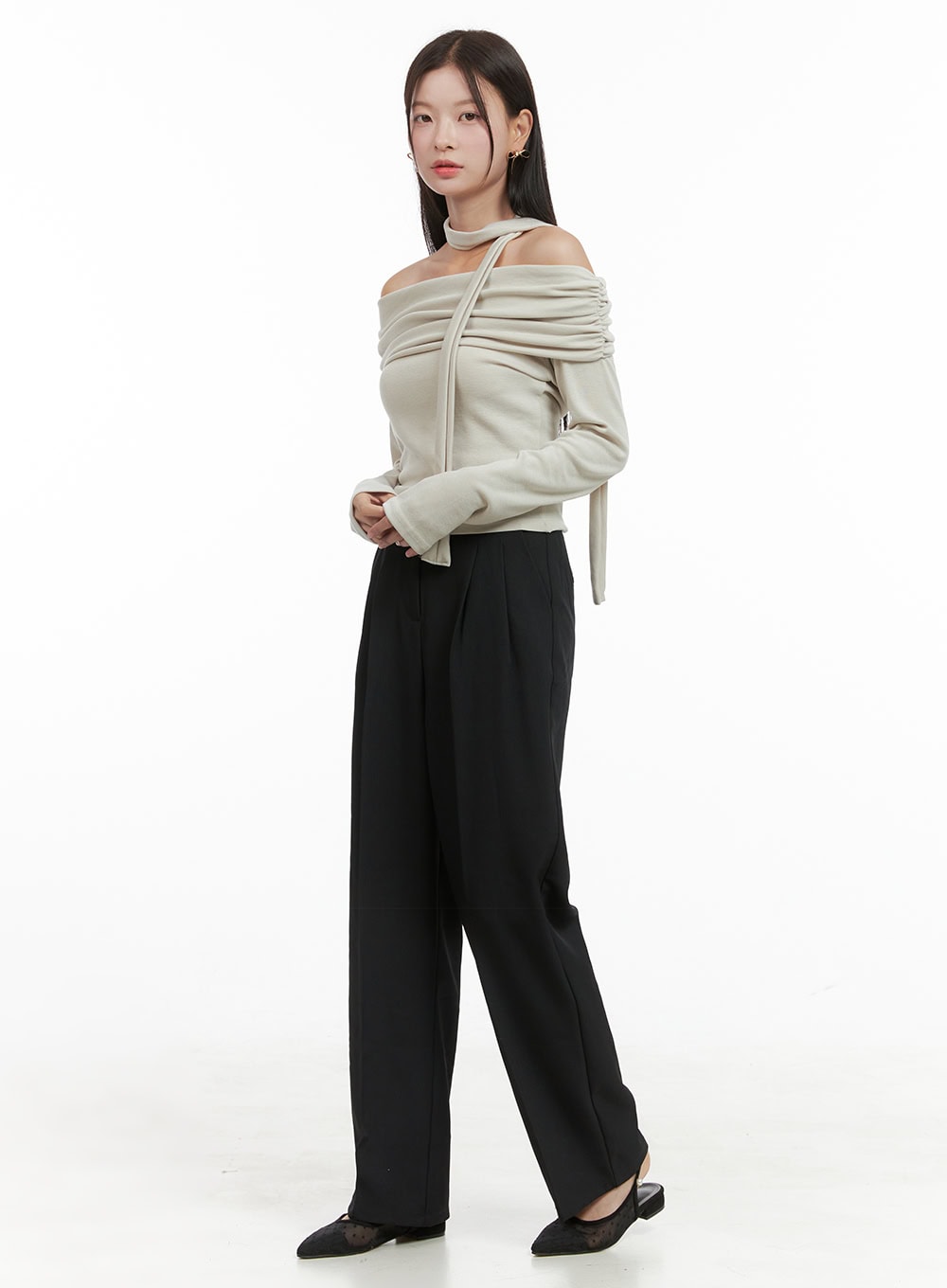 Banded Pintuck Wide Leg Pants OG416
