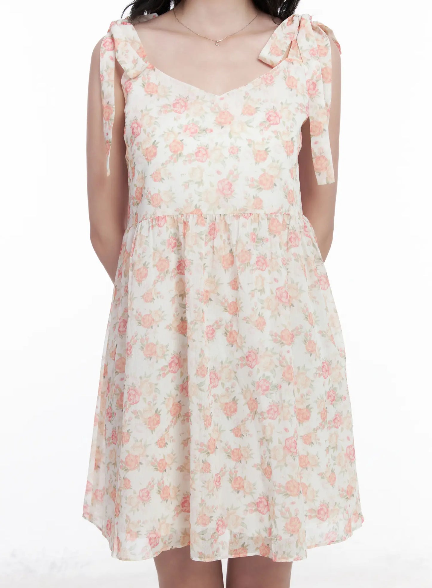 Chiffon Floral Tie Strap Mini Dress CA509