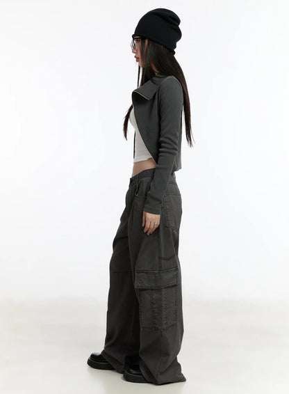 Asymmetric Zip Crop Jacket CM511