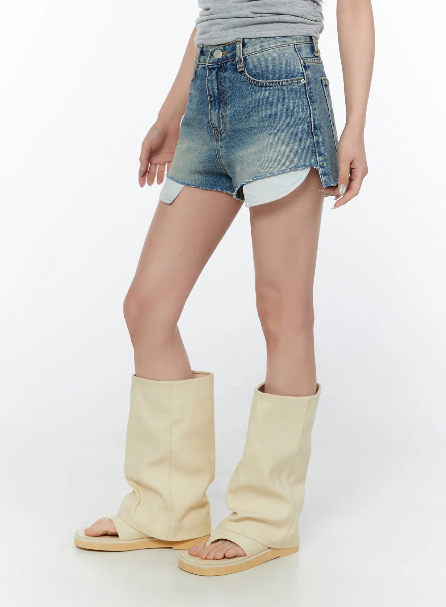 Basic High-Waist Denim Shorts CY514