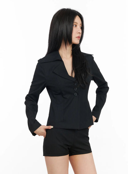 Chic Striped Tailored Blazer Jacket CM517