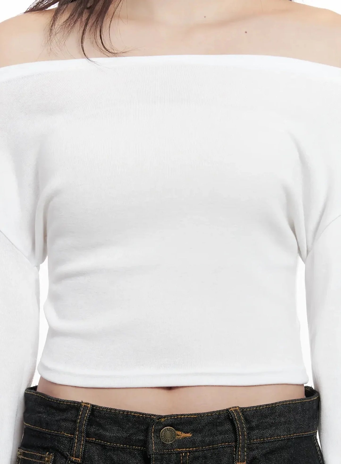 Chic Off-Shoulder Cropped Tee IN514