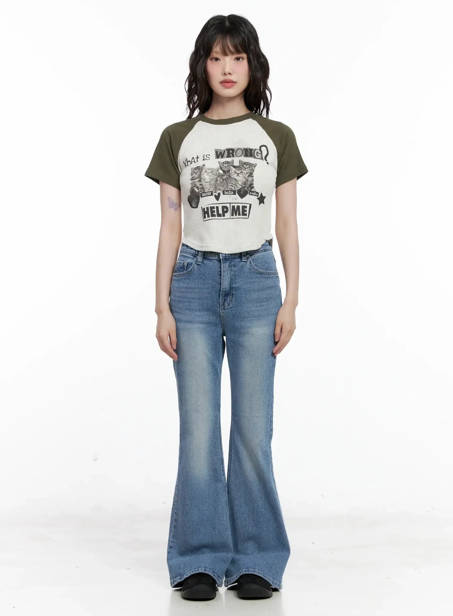 Cat Graphic Raglan Tee IL531