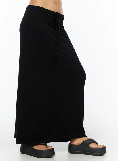 Basic Drawstring Maxi Skirt CU517