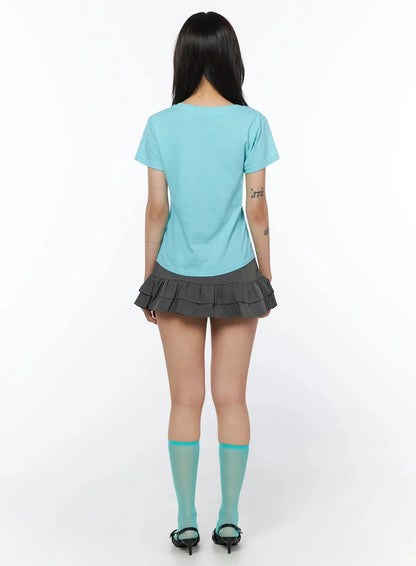 Chic Button Design T-Shirt IU508