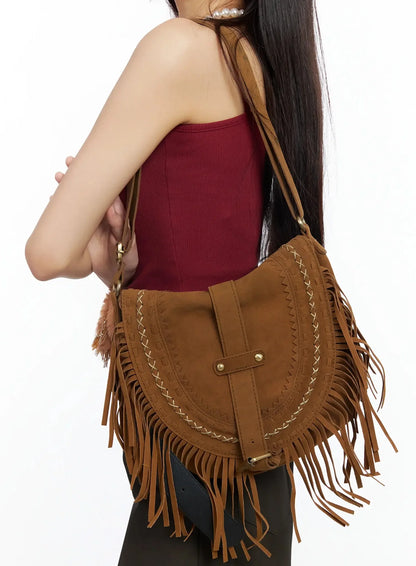 Bohemian Suede Fringe Shoulder Bag IM530