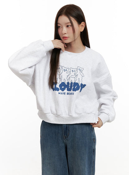 Bear Graphic Long Sleeve Crewneck ON422
