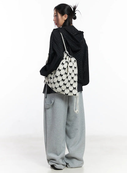 Ballet-Core Ribbon Drawstring Bag CF503