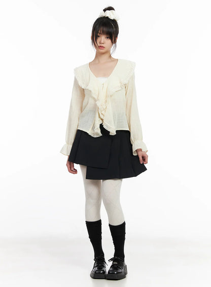 Asymmetric Pleated Mini Skirt CM513