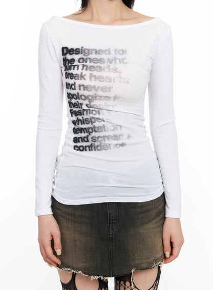 Asymmetric Graphic Long Sleeve Top CF527