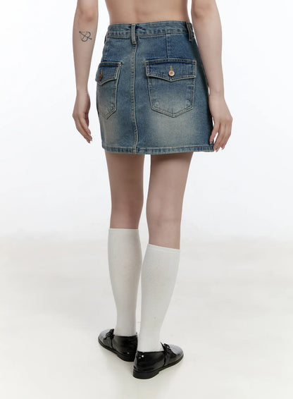 Casual High-Waisted Denim Mini Skirt CA502