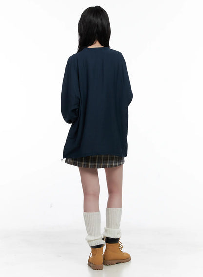 87 Oversized V-Neck Pullover Top CS526
