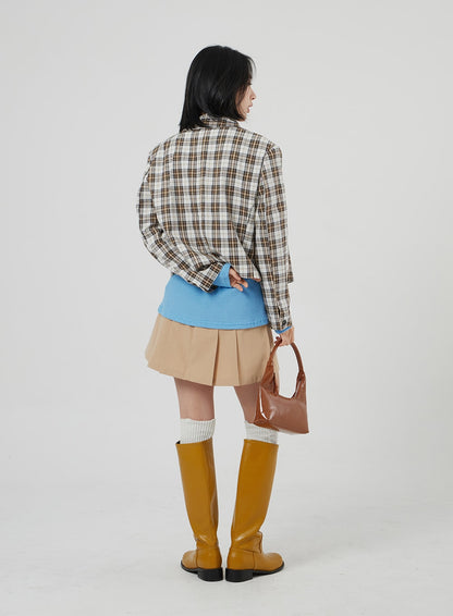Check Pattern Crop Blazer OF310