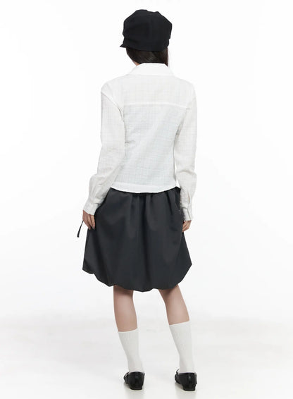Asymmetric Plaid Long Sleeve Shirt CF523