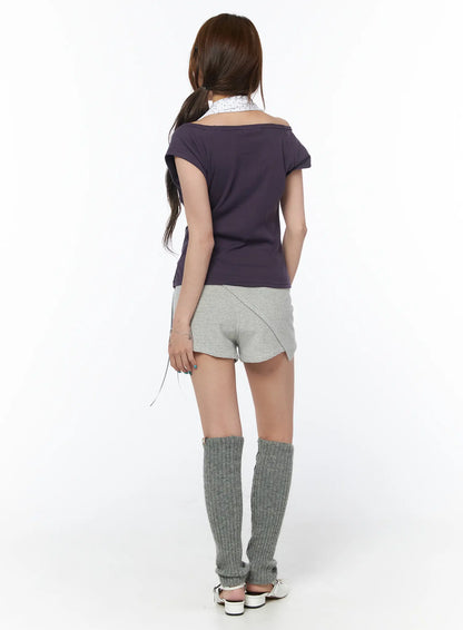 Casual Boat Neck Short Sleeve Tee CY529
