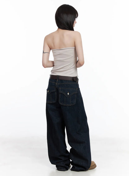 Asymmetric Shirred Tube Top CF523