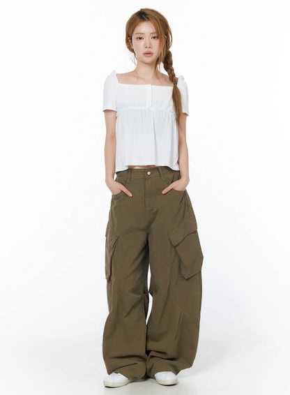 Casual Wide Leg Cargo Pants CY508