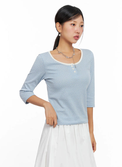 3/4 Sleeve Round Neck Tee IG527