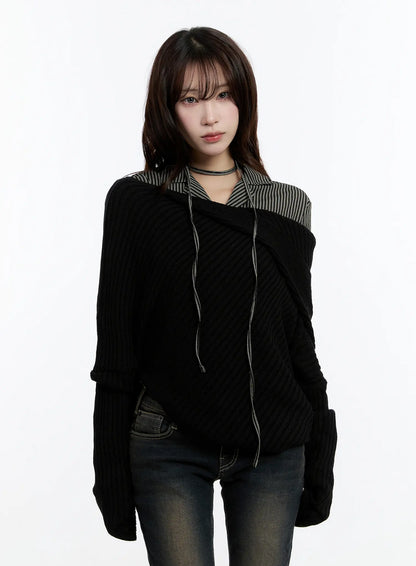 Casual Asymmetrical Knit Hoodie CN524