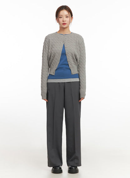 Cable-Knit Buttoned Cardigan IM524