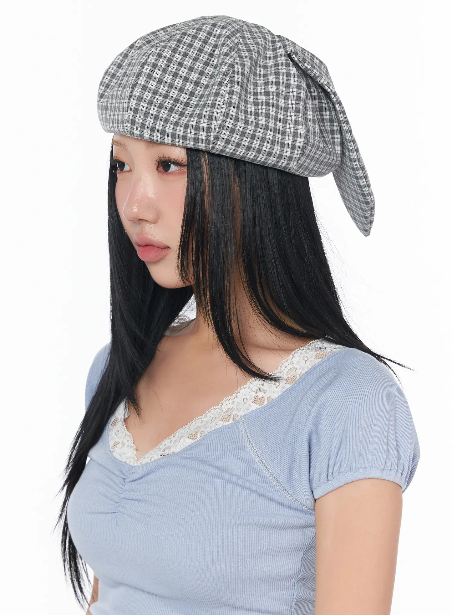 Checkered Rabbit Ear Hat CY513