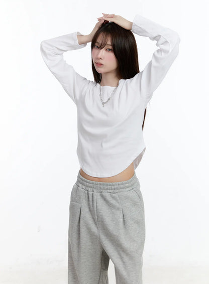 Casual U-Neck Long Sleeve Tee CN525