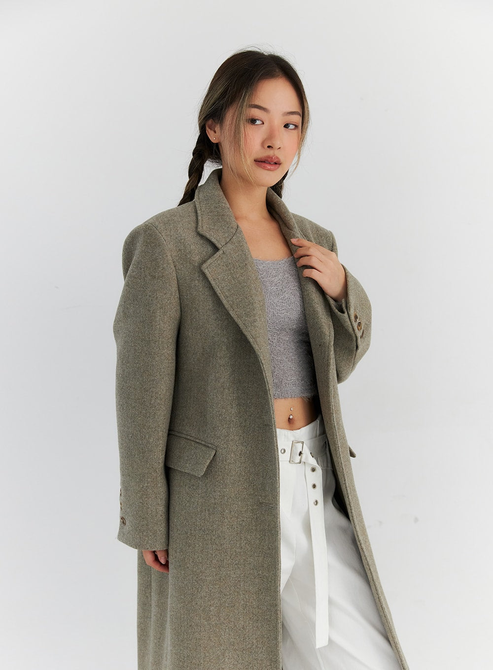 Button Tailored Maxi Coat CN309