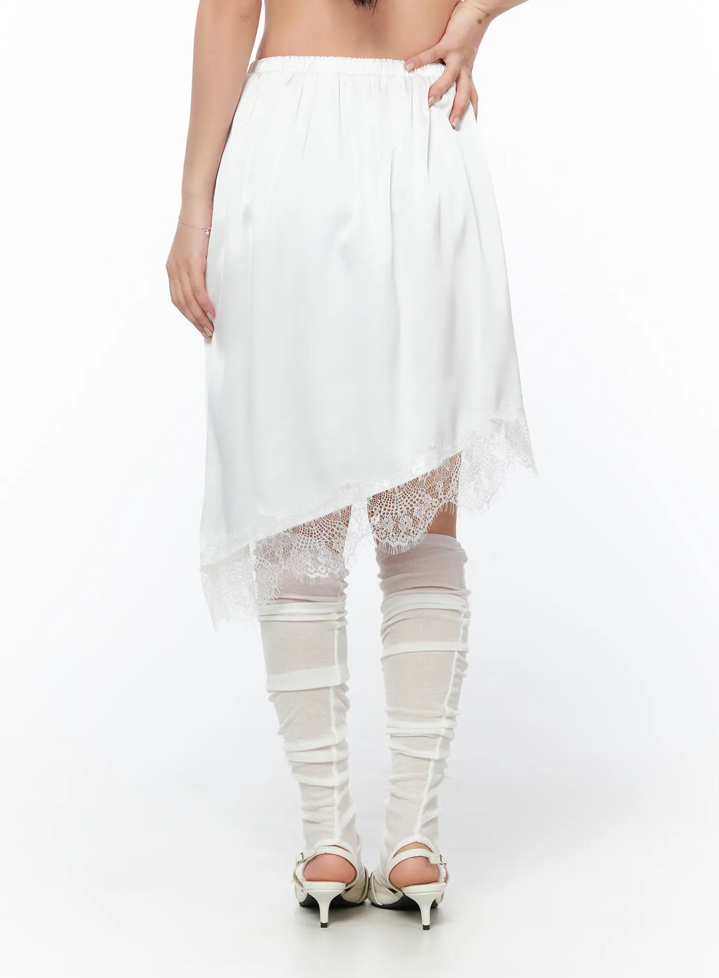 Asymmetrical Lace Midi Skirt CY512