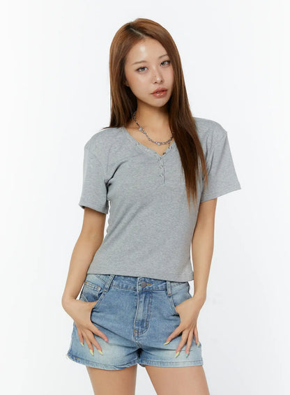Casual V-Neck Short Sleeve Tee CY520